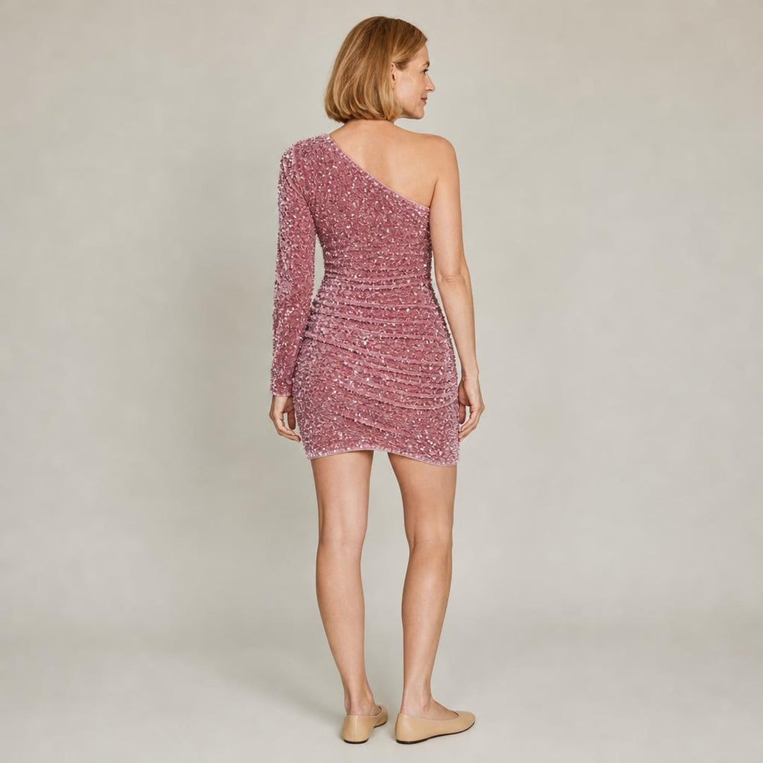 Belinda | Graceful Birthday Party Dress in Pink, back view