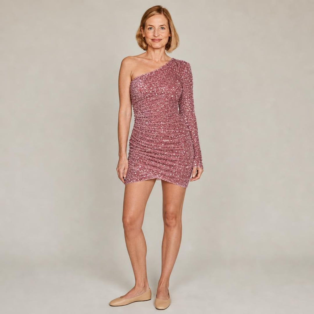 Belinda | Graceful Birthday Party Dress in Pink, front view