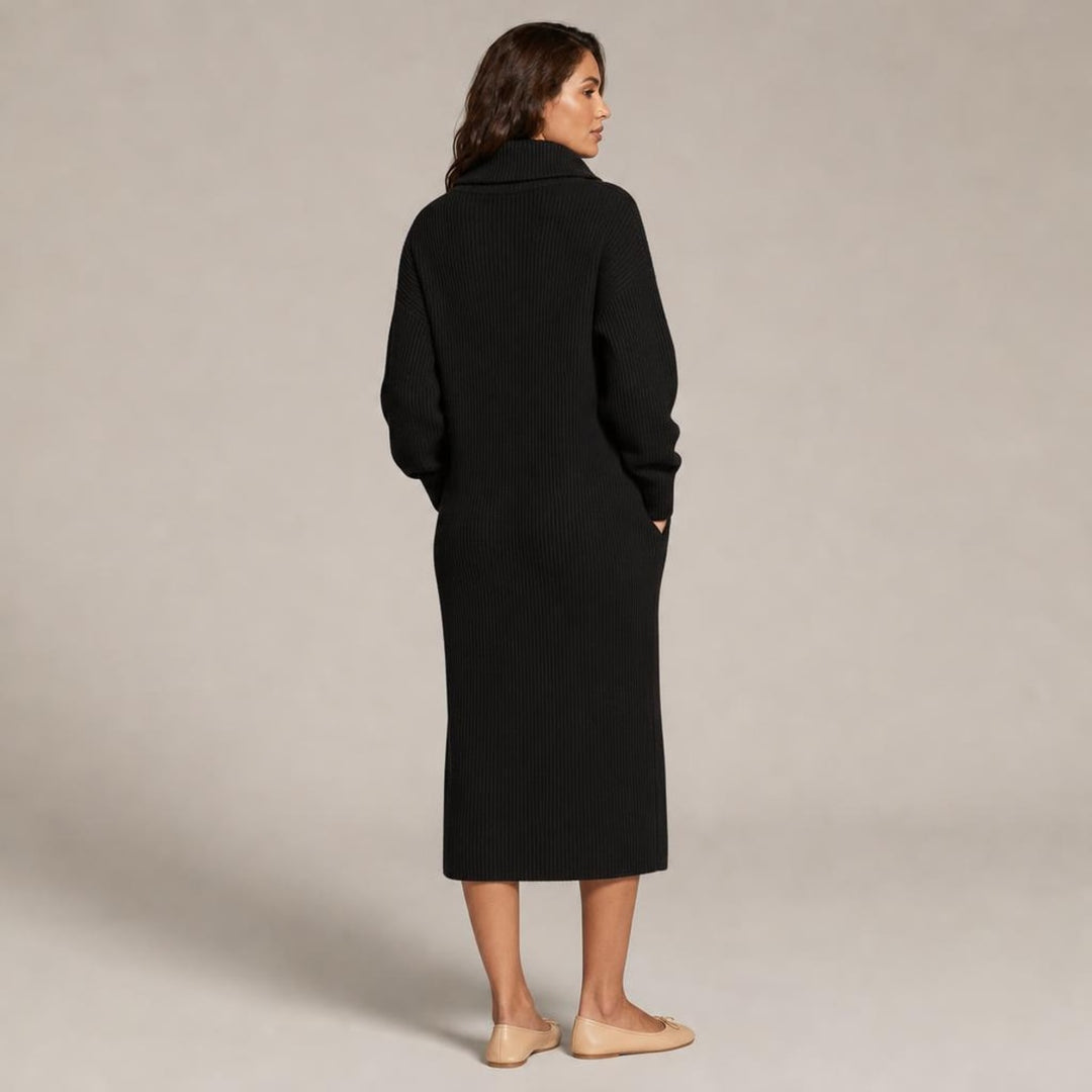 Sara | Timeless Midi Sweater Dress in Black, back view
