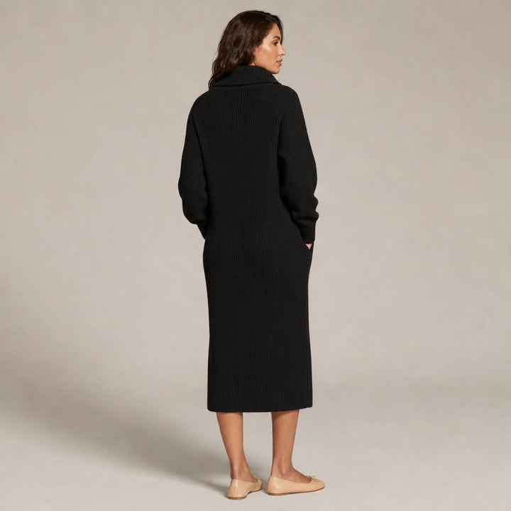Sara | Timeless Midi Sweater Dress in Black, back view