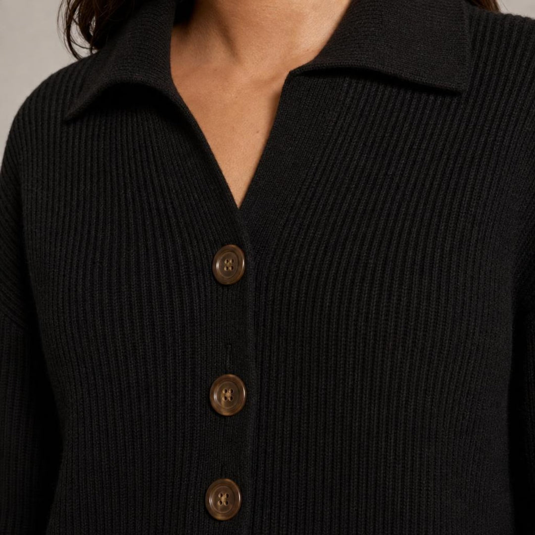 Sara | Timeless Midi Sweater Dress in Black, detail view