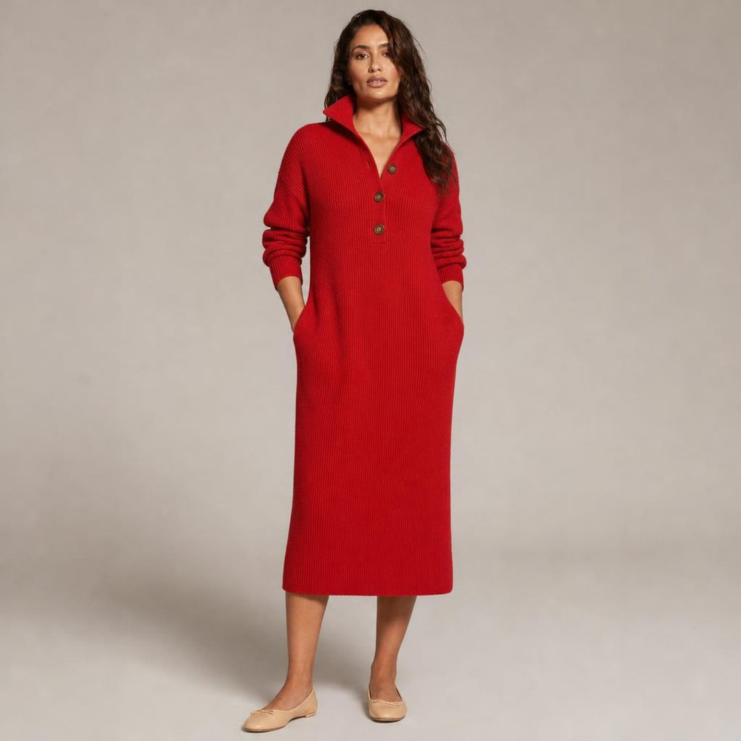 Sara | Timeless Midi Sweater Dress in Red, front view