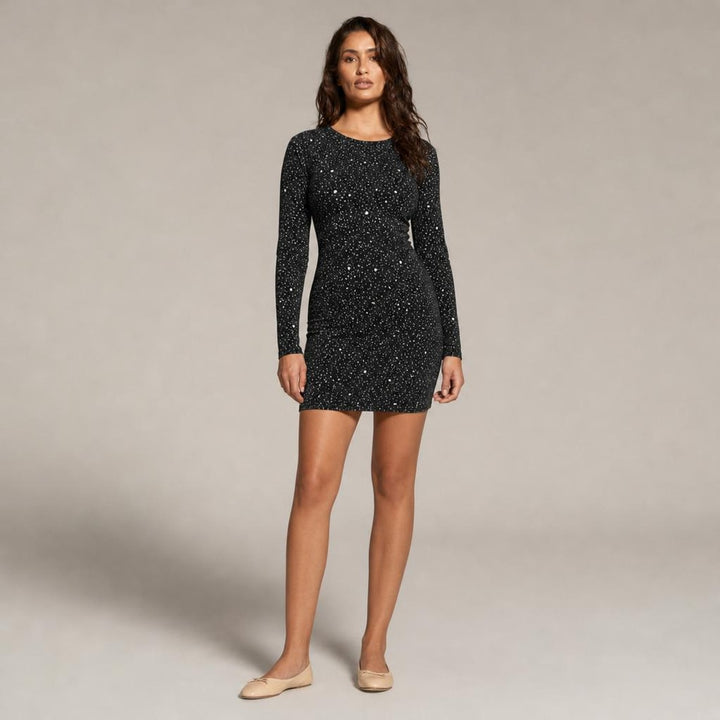 Sorcha | Graceful Christmas Party Dress in Black, front view