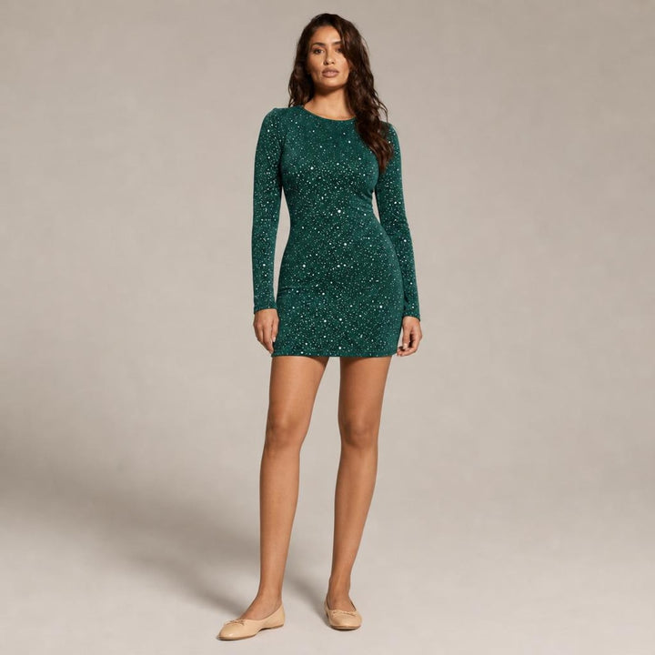 Sorcha | Graceful Christmas Party Dress in Green, front view