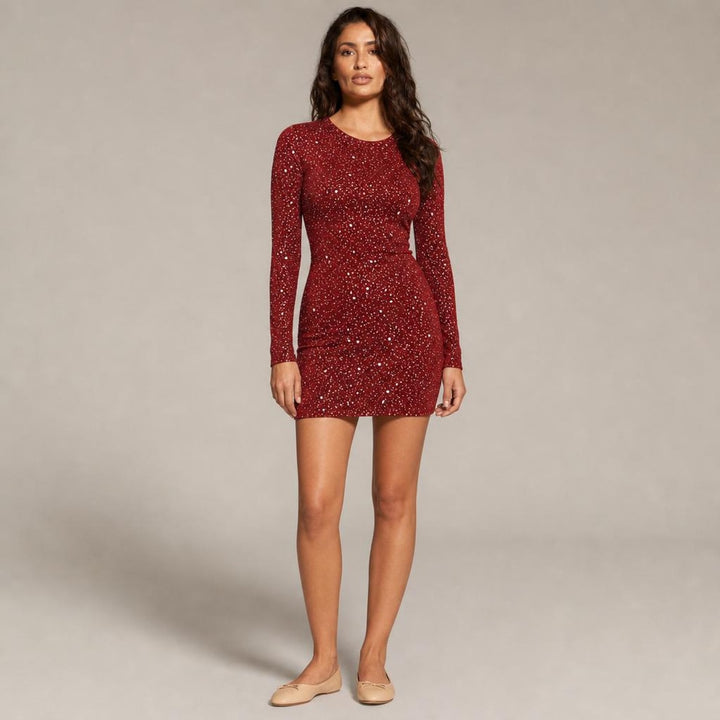 Sorcha | Graceful Christmas Party Dress in Red, front view